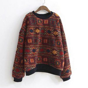 Vintage Print O-Neck Sweatshirt